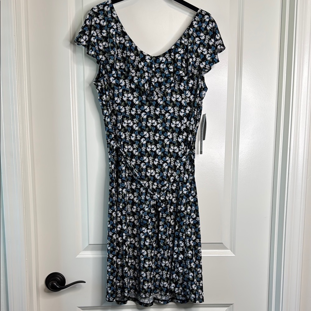 Perceptions New York Floral Black and Blue Floral Dress